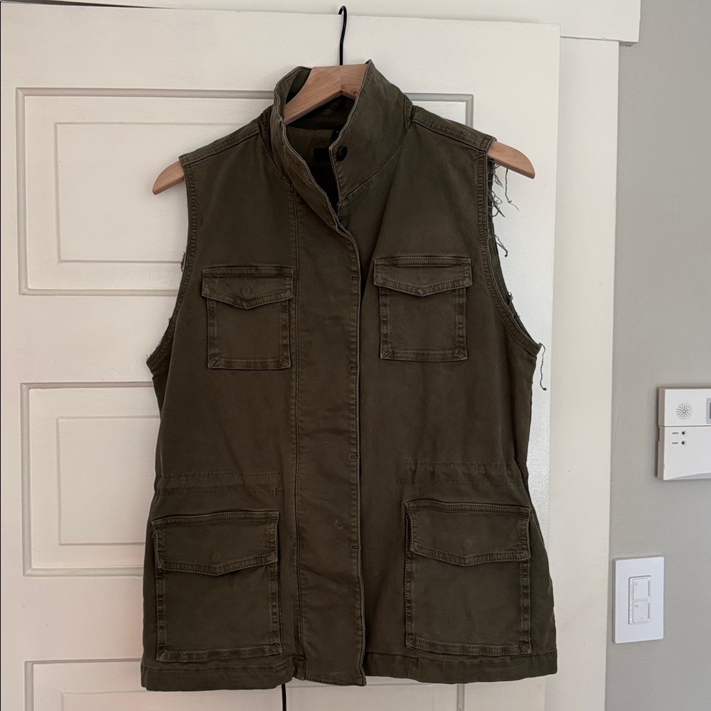 J Brand Khaki Green Raw Edge Utility Vest